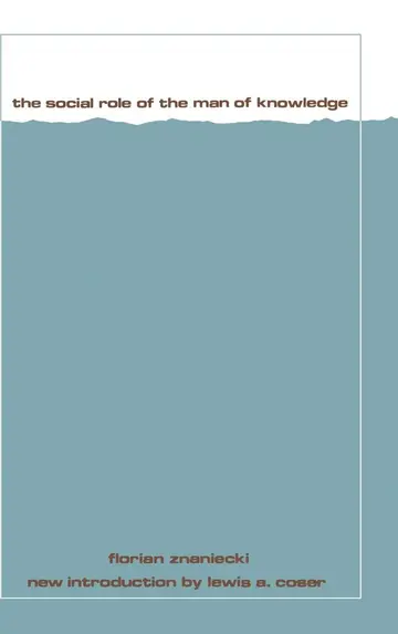 Cover of The Social Role of the Man of Knowledge