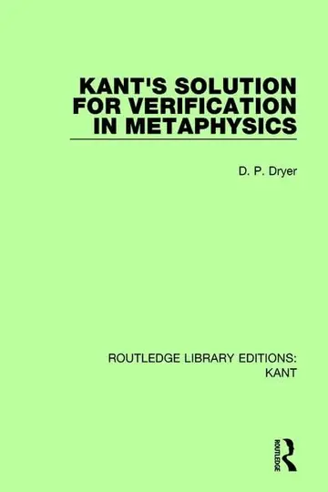 Cover of Kant's Solution for Verification in Metaphysics