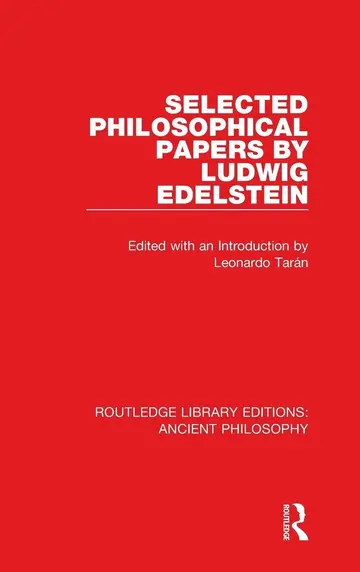 Cover of Selected Philosophical Papers by Ludwig Edelstein
