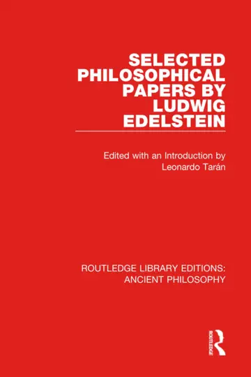 Cover of Selected Philosophical Papers by Ludwig Edelstein
