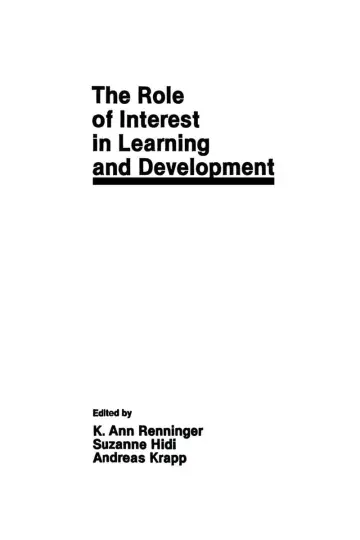 Cover of The Role of Interest in Learning and Development