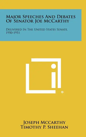 Cover of Major Speeches and Debates of Senator Joe McCarthy