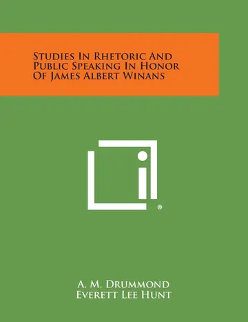 Cover of Studies in Rhetoric and Public Speaking in Honor of James Albert Winans