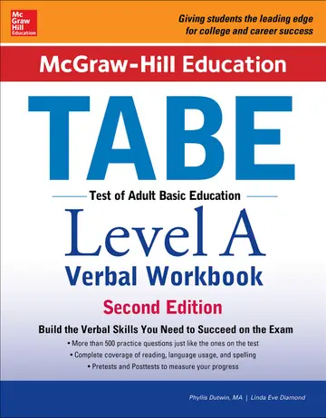 Cover of McGraw-Hill Education TABE Level A Verbal Workbook, Second Edition