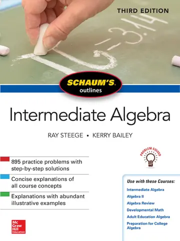Cover of Schaum's Outline of Intermediate Algebra, Third Edition
