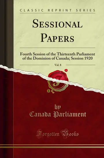 Cover of Sessional Papers, Vol. 8