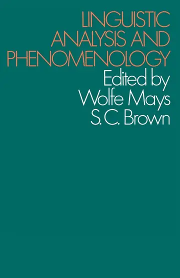 Cover of Linguistic Analysis and Phenomenology