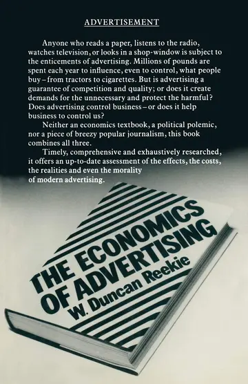 Cover of The Economics of Advertising