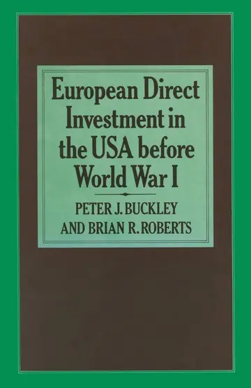 Cover of European Direct Investment in the U.S.A. before World War I