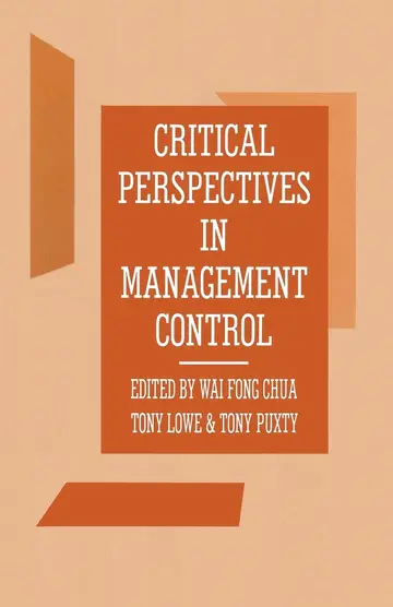 Cover of Critical Perspectives in Management Control