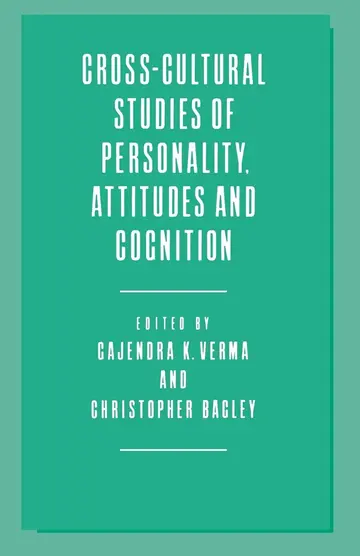 Cover of Cross-Cultural Studies of Personality, Attitudes and Cognition