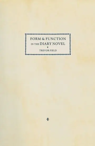 Cover of Form and Function in the Diary Novel