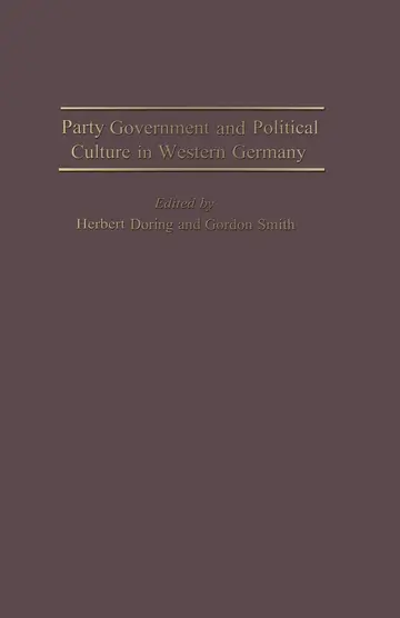 Cover of Party Government and Political Culture in Western Germany