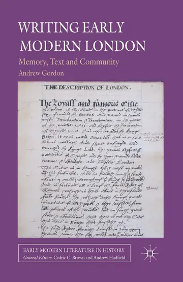 Cover of Writing Early Modern London