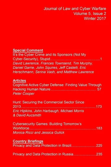 Cover of Journal of Law and Cyber Warfare, Volume 5, Issue 2