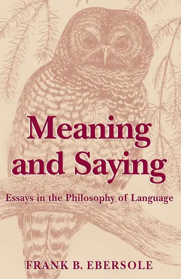 Cover of Meaning and Saying