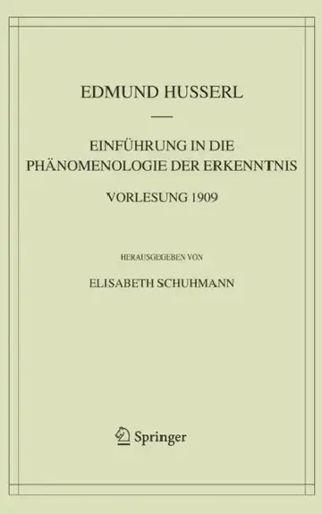 Cover of Einführung in Die Phänomenologie Der Erkenntnis. Vorlesung 1909