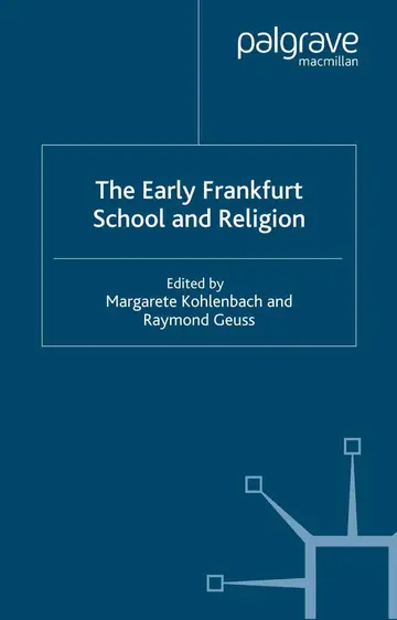 Cover of The Early Frankfurt School and Religion