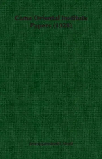 Cover of Cama Oriental Institute Papers