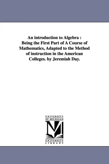 Cover of An introduction to Algebra