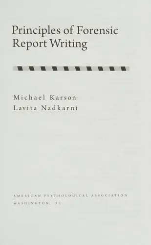 Cover of Principles of Forensic Report Writing