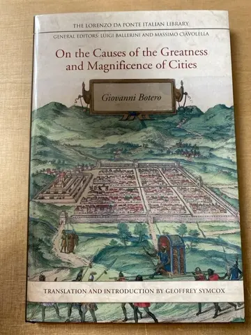 Cover of On the Causes of the Greatness and Magnificence of Citits, 1588