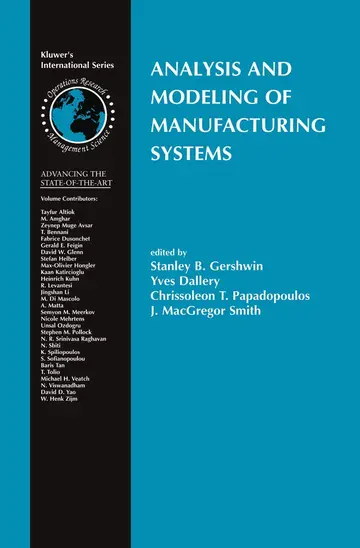 Cover of Analysis and Modeling of Manufacturing Systems