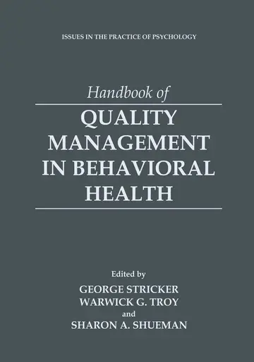 Cover of Handbook of Quality Management in Behavioral Health