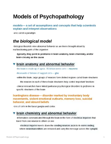 Cover of Models of Psychopathology