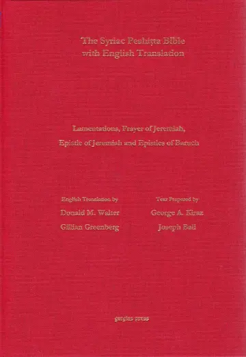 Cover of Lamentations and the Epistles of Baruch According to the Syriac Peshitta Version with English Translation