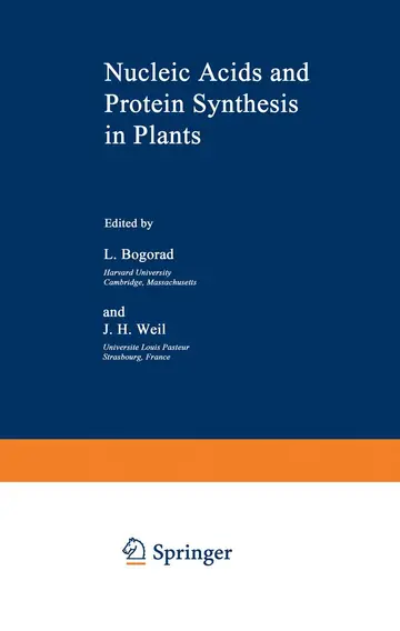 Cover of Nucleic Acids and Protein Synthesis in Plants