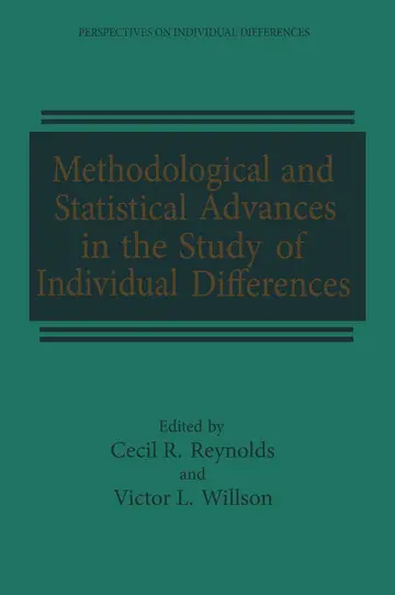 Cover of Methodological and Statistical Advances in the Study of Individual Differences