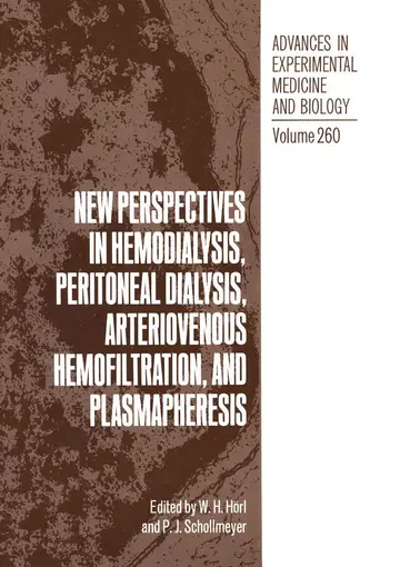 Cover of New Perspectives in Hemodialysis, Peritoneal Dialysis, Arteriovenous Hemofiltration, and Plasmapheresis