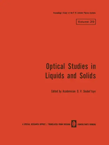 Cover of Optical Studies in Liquids and Solids