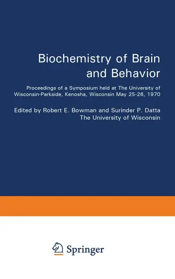 Cover of Biochemistry of Brain and Behavior