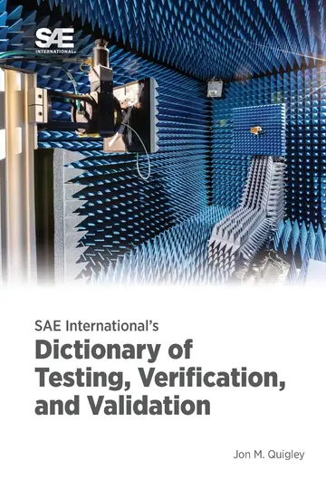 Cover of SAE International's Dictionary of Testing, Verification, and Validation