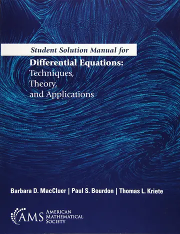 Cover of Student Solution Manual for Differential Equations