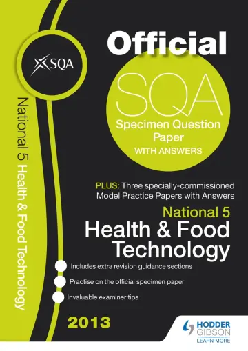 Cover of SQA Specimen Paper 2013 National 5 Health and Food Technology and Model Papers