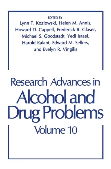 Cover of Research Advances in Alcohol and Drug Problems