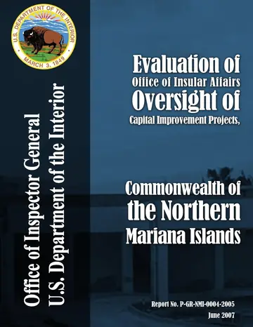 Cover of Evaluation of Office of Insular Affairs Oversight of Capital Improvement Projects, Commonwealth of the Northern Mariana Islands