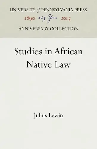 Cover of Studies in African Native Law