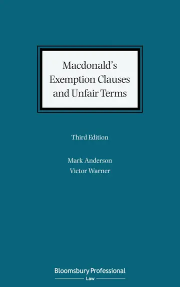 Cover of Macdonald's Exemption Clauses and Unfair Terms
