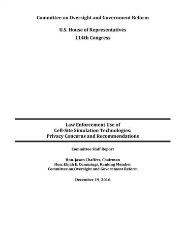 Cover of Law Enforcement Use of Cell-site Simulation Technologies