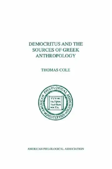 Cover of Democritus and the Sources of Greek Anthropology