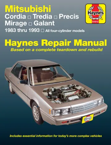 Cover of Mitsubishi Cordia & Tredia 1983-88, Precis 1987-93, Mirage 1985-92, Galant 1985-87 & 1989-93