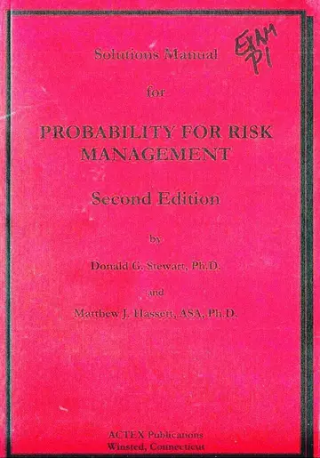 Cover of Solutions Manual for Probability for Risk Management