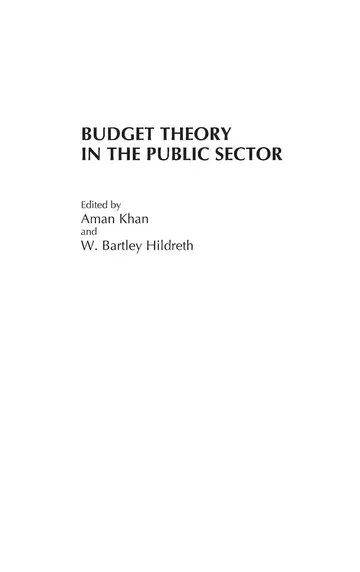 Cover of Budget Theory in the Public Sector