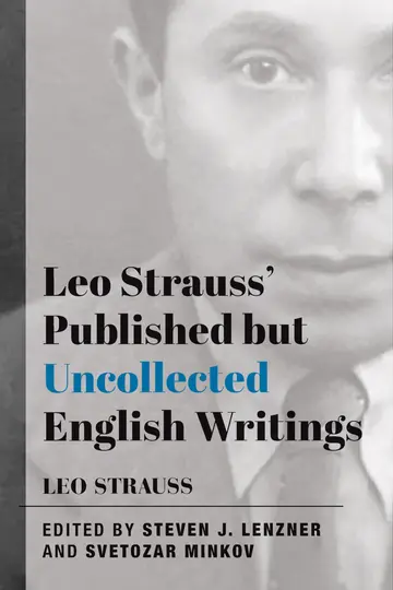 Cover of Leo Strauss' Published but Uncollected English Writings