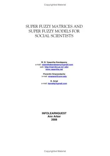 Cover of Super Fuzzy Matrices and Super Fuzzy Models for Social Scientists
