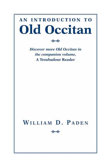 Cover of An Introduction to Old Occitan